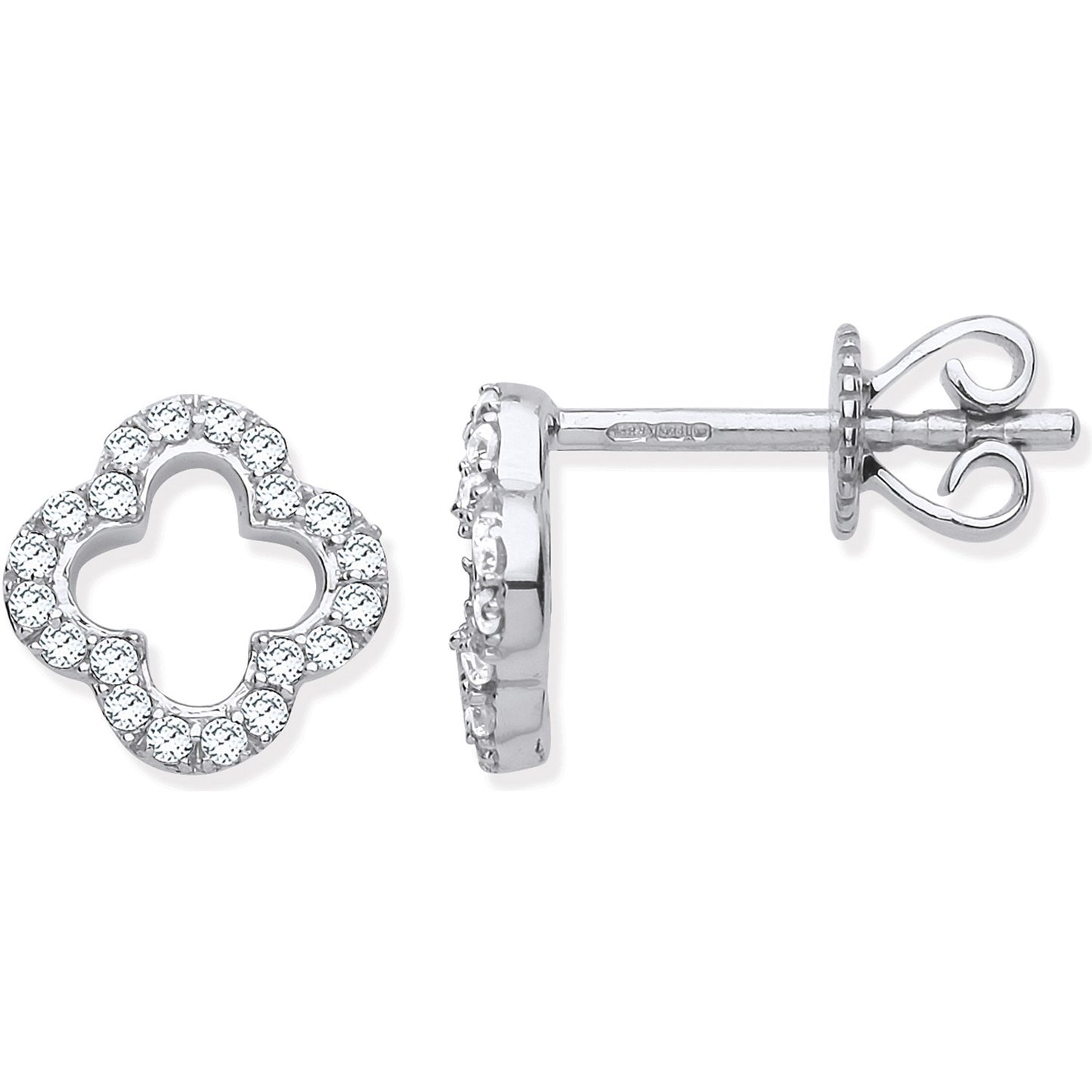9ct White Gold Four-Leaf clover Diamond Studs