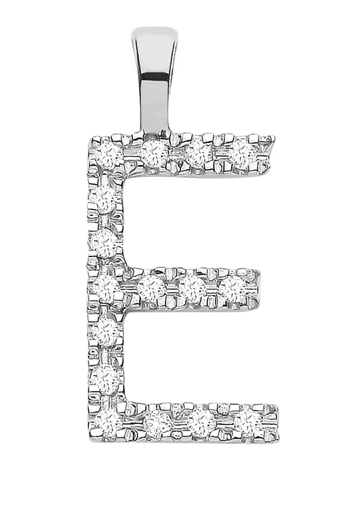 Diamond Initial Pendant - White Gold Letter E