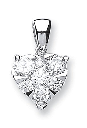 18ct White Gold Diamond Heart Pendant