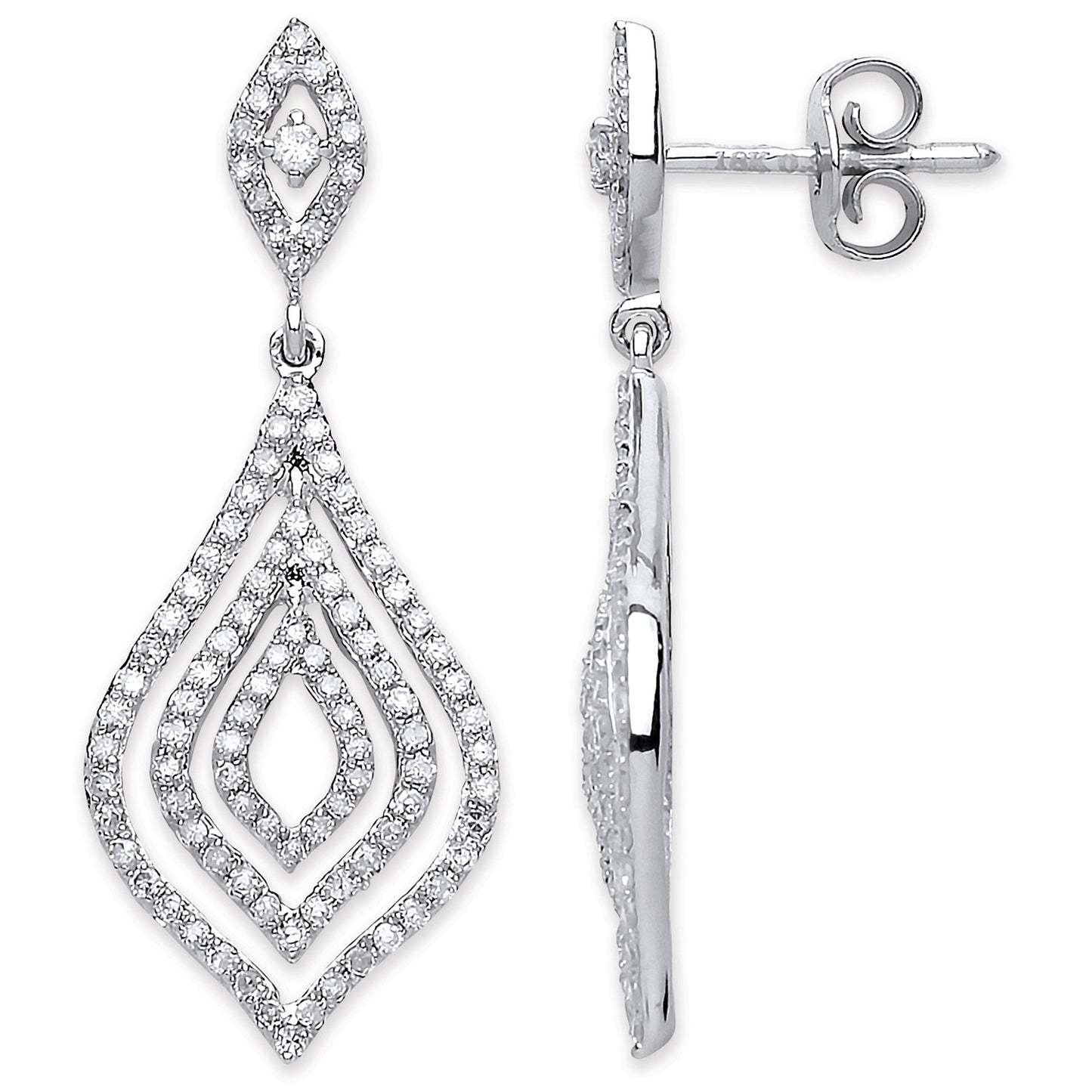 18ct White Gold Diamond Drop Earrings