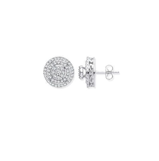 18ct White Gold Diamond Stud Earrings