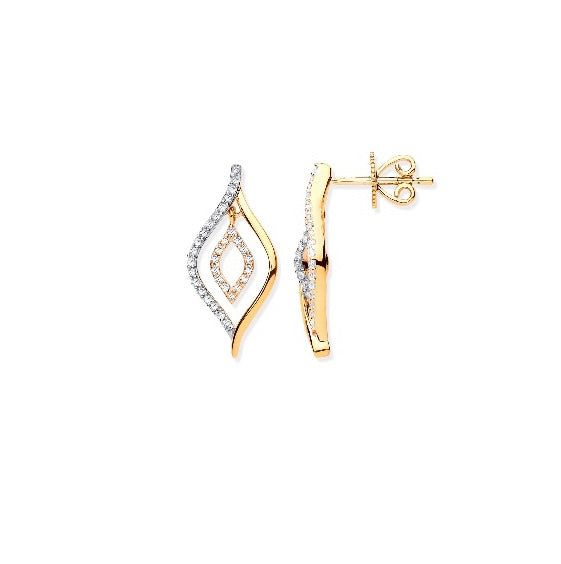 9ct Gold Diamond Drop Earrings