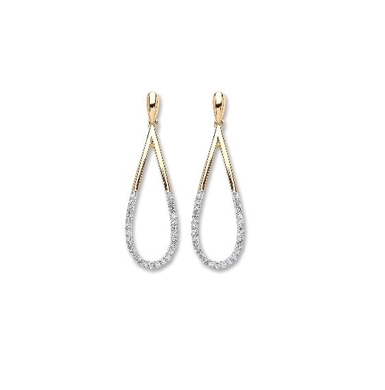 9ct Gold Diamond Drop Earrings