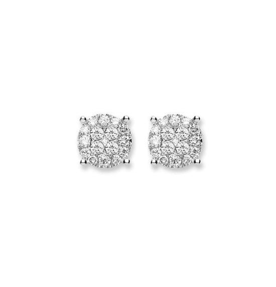 18Ct White Gold Cluster Diamond Studs