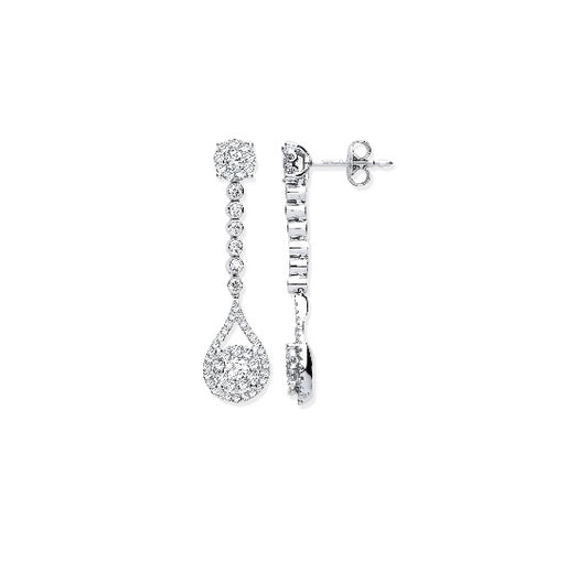 18ct White Gold Diamond Drop Earring.