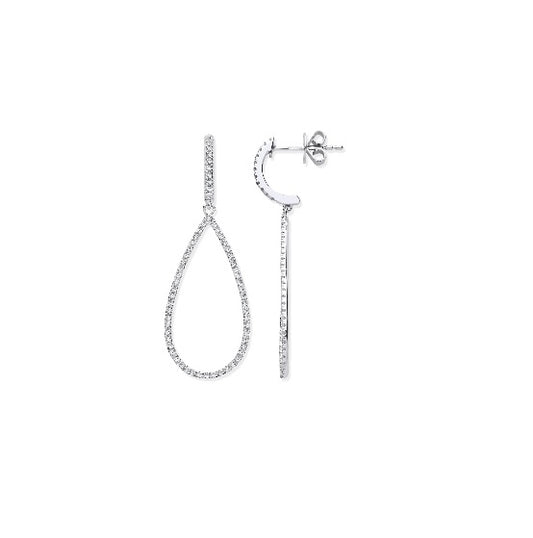 9ct White Gold Diamond Drop Earrings