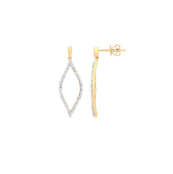 9ct Gold Diamond Drop Earrings