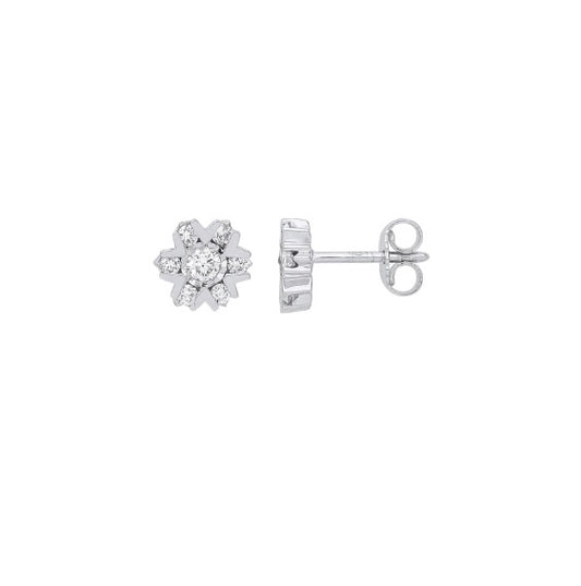 9ct White Gold Diamond Earrings