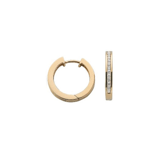 9ct Gold Diamond Hoop Earrings