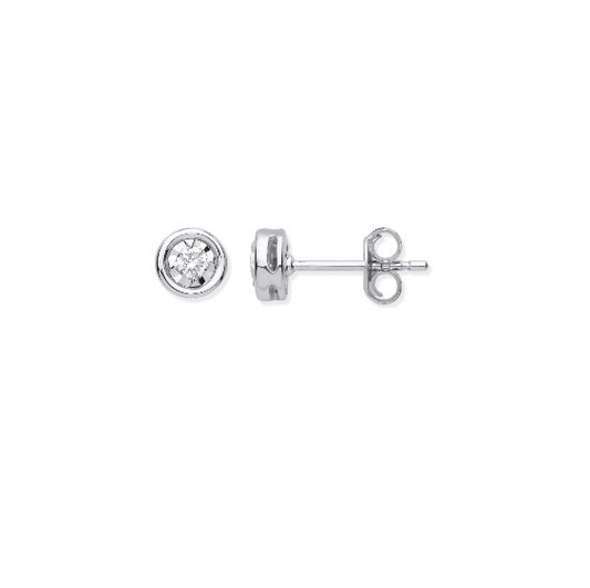 9ct White Gold Diamond Studs