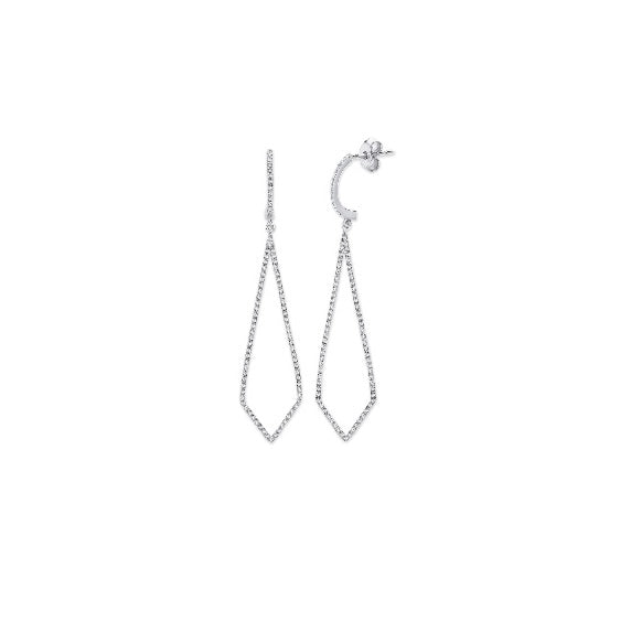 9ct White Gold Diamond Drop Earrings