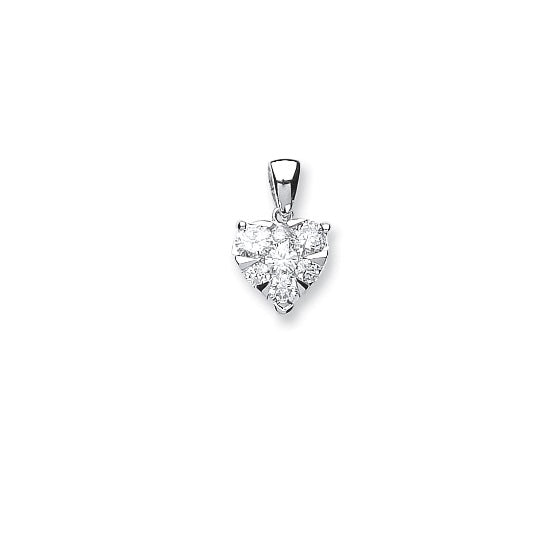 18ct White Gold Diamond Heart Pendant