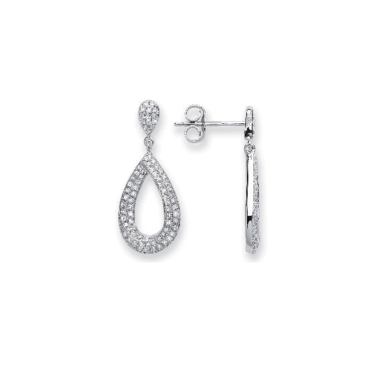 9ct White Gold Diamond Drop Earrings