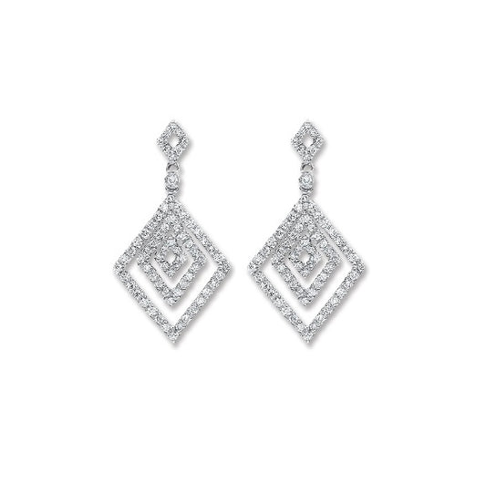 18ct White Gold Diamond Drop Earrings