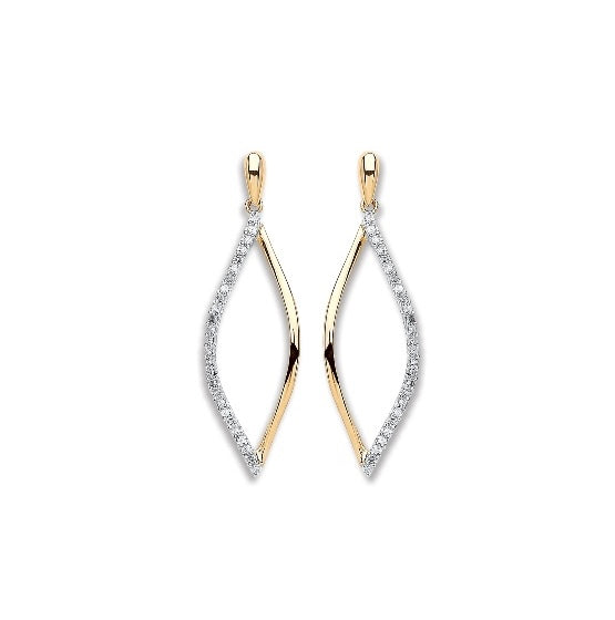 9ct Yellow Gold Diamond Drop Earrings