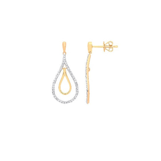 9ct Gold Diamond Drop Earrings