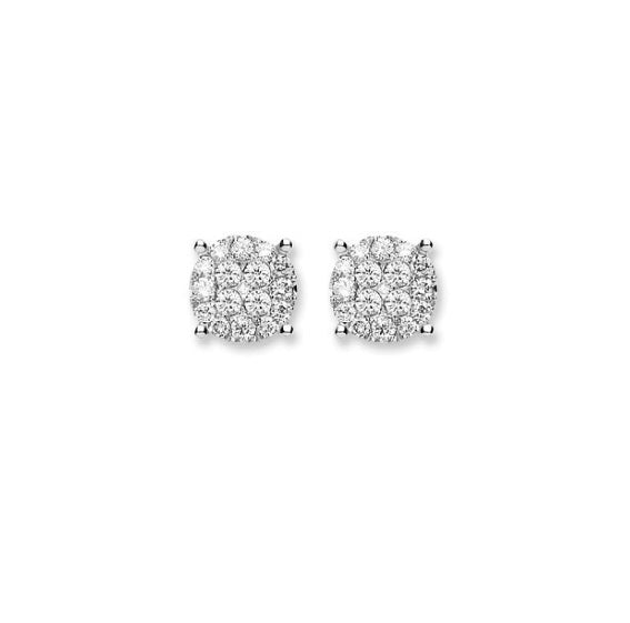 18ct White Gold Cluster Diamond Studs