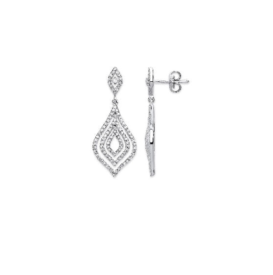 18ct White Gold Diamond Drop Earrings