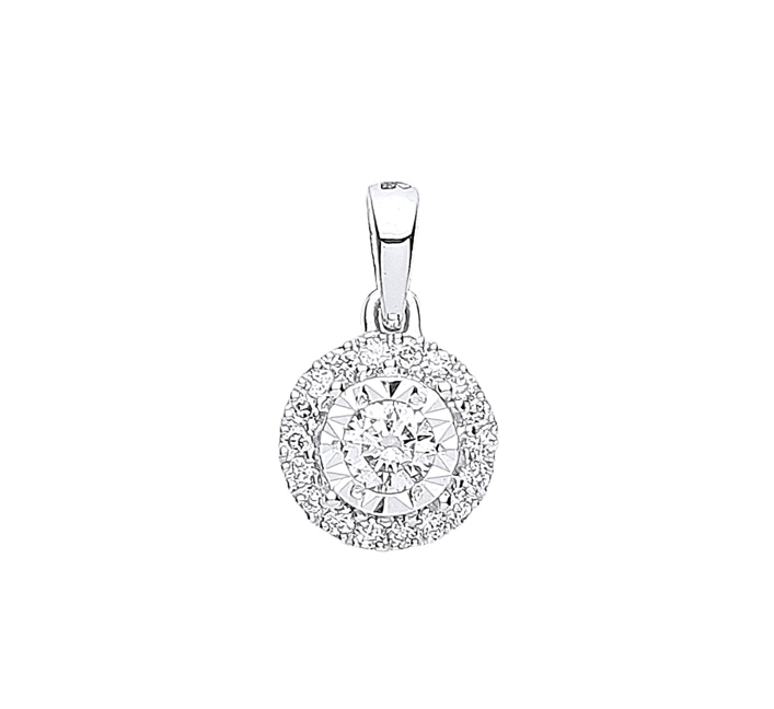 White Gold Halo Diamond Pendant