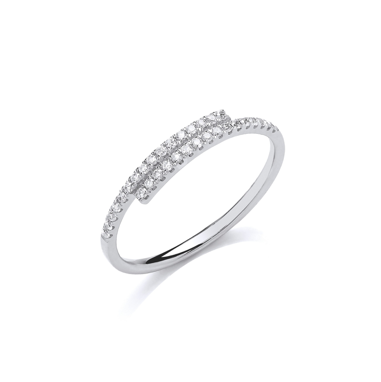 9ct White Gold Crossover Dress Ring