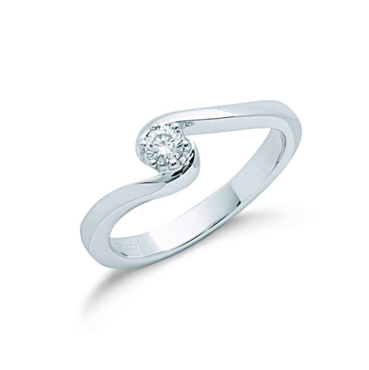 9ct White Gold Diamond Engagement Ring