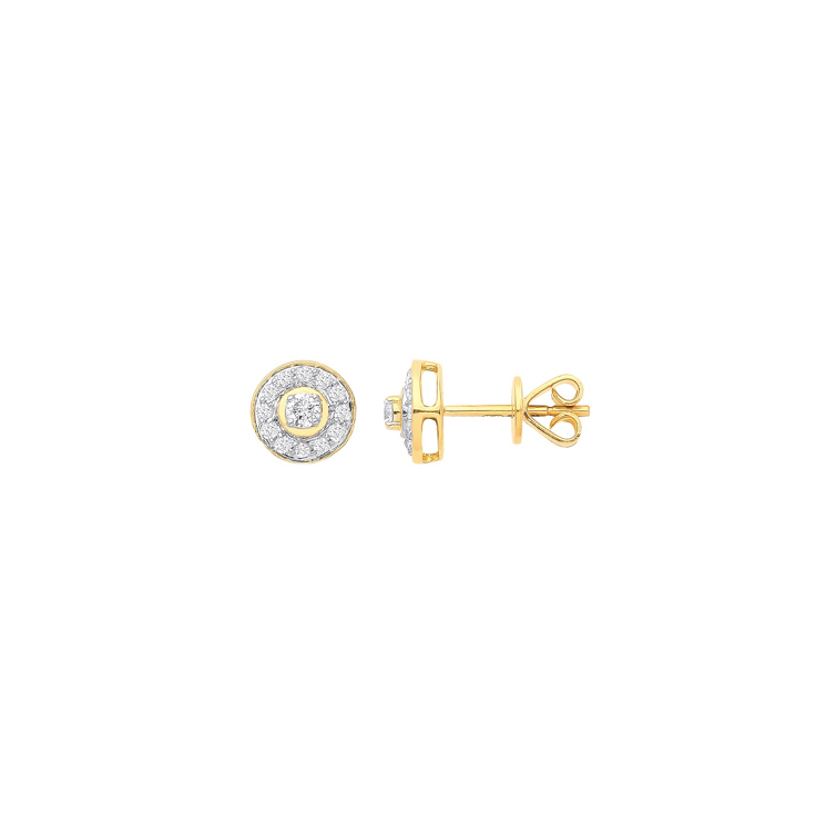 18ct Gold Halo Diamond Studs