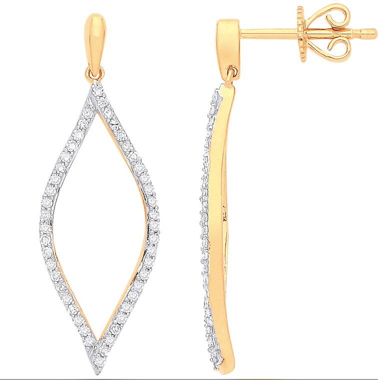 9ct Gold Diamond Drop Earrings