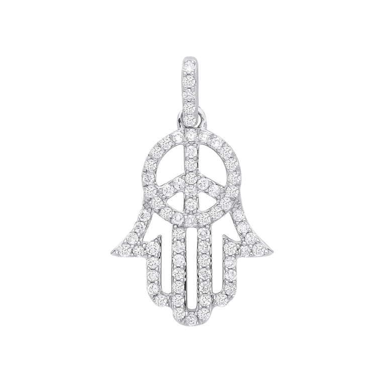 White Gold Diamond Hamsa Pendant