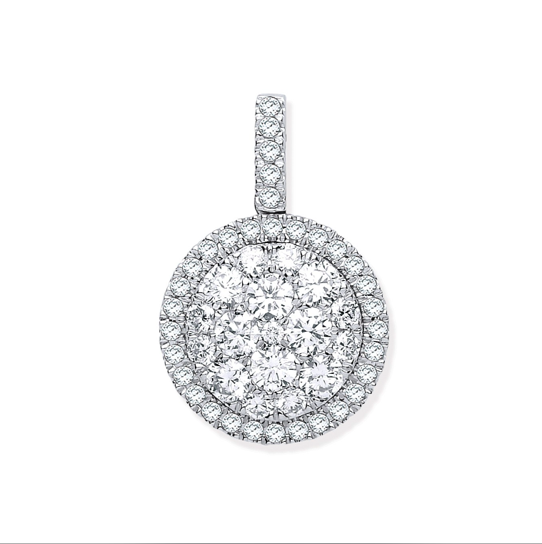 White Gold Round Drop Pendant