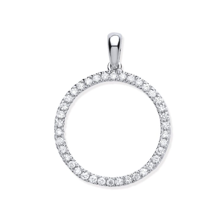 White Gold Circle of Life Diamond Pendant