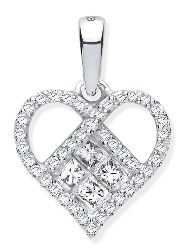 White Gold Heart Diamond Pendant