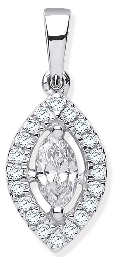 White Gold Marquise Shaped Diamond Pendant