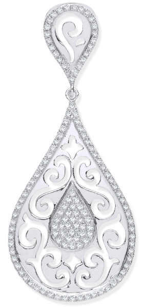 White Gold Pear Shaped Diamond Pendant