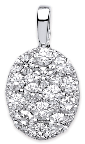 White Gold Oval Pave Pendant