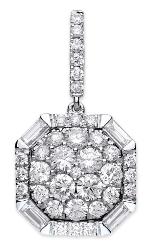 White Gold Brilliant & Baguette Cut diamond pendant