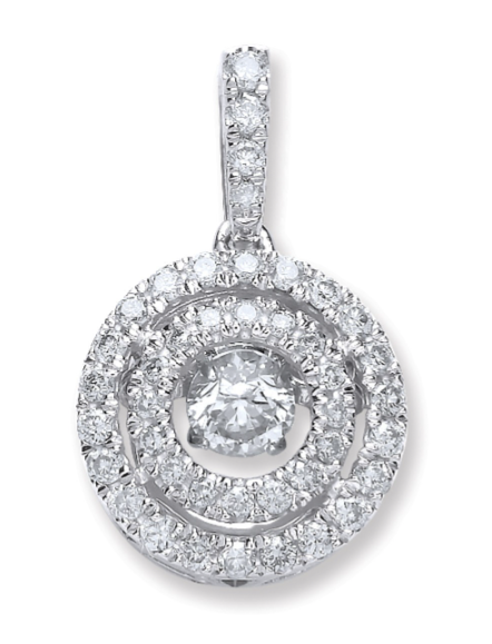 White Gold Dancing Diamond Circle Pendant