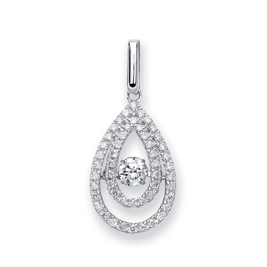 White Gold Dancing Diamond Drop Pendant