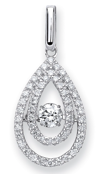 White Gold Dancing Diamond Drop Pendant