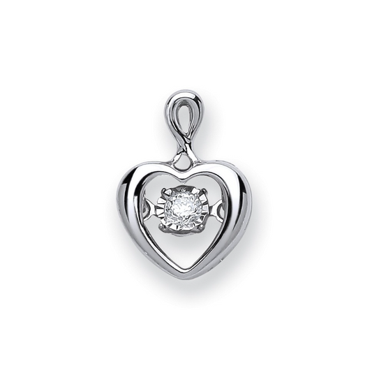 White Gold Dancing Diamond Heart Pendant