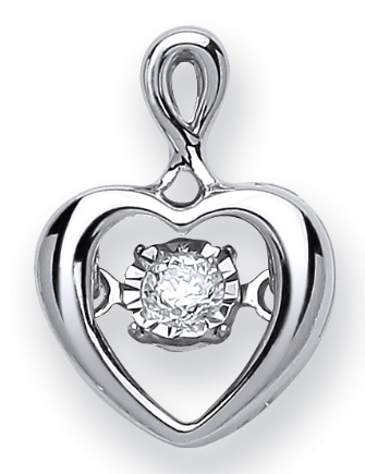 White Gold Dancing Diamond Heart Pendant