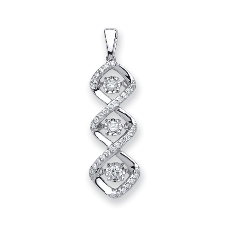 White Gold Dancing Diamond Drop Pendant