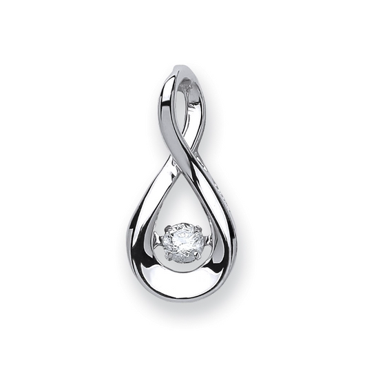 White Gold Dancing Diamond Drop Pendant