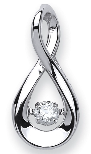 White Gold Dancing Diamond Drop Pendant