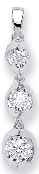 White Gold Diamond Trilogy Drop Pendant