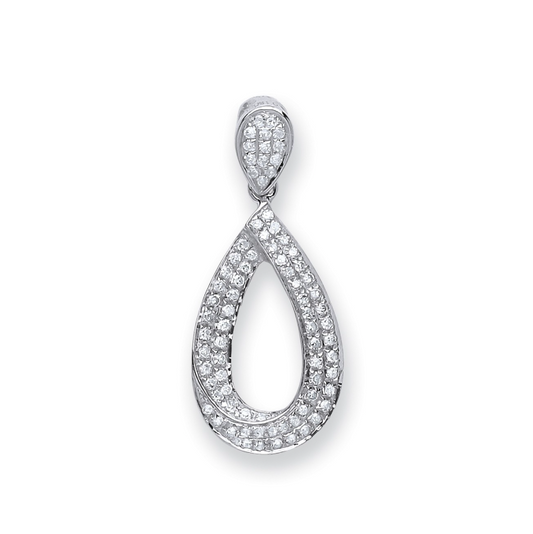 White Gold Pear Diamond Drop Pendant