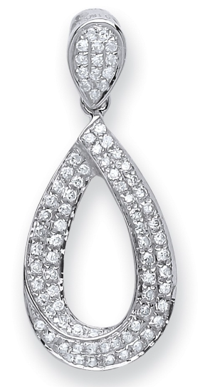 White Gold Pear Diamond Drop Pendant