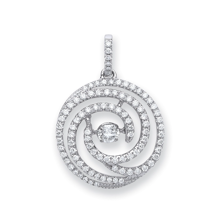 White Gold Dancing Diamond Drop Pendant