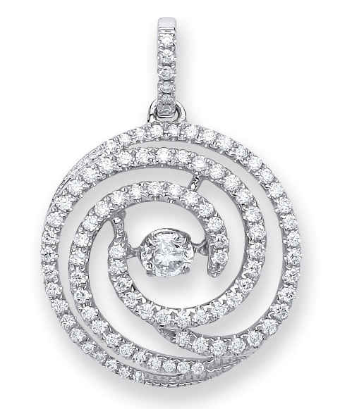 White Gold Dancing Diamond Drop Pendant