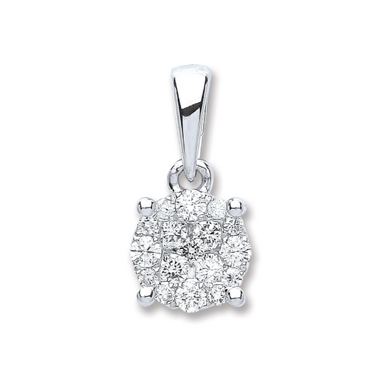 White Gold Diamond Cluster Pendant