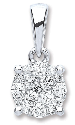 White Gold Diamond Cluster Pendant